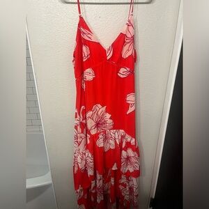 Red Floral High-Low Dress